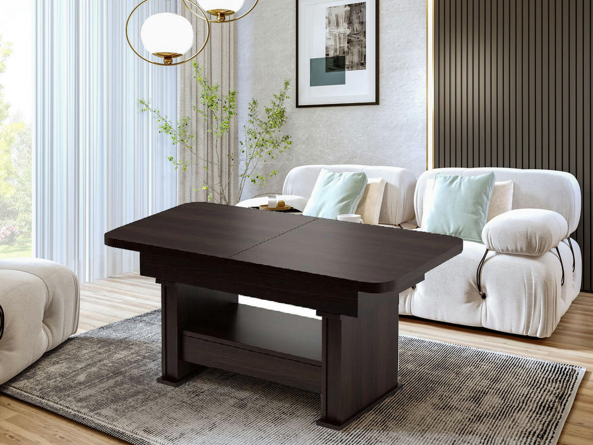 COUCHTISCH rechteckig Walnuss Wenge ausziehbar höhenverstellbar - Walnussfarben, Holzwerkstoff (70/120/60cm) - designimpex