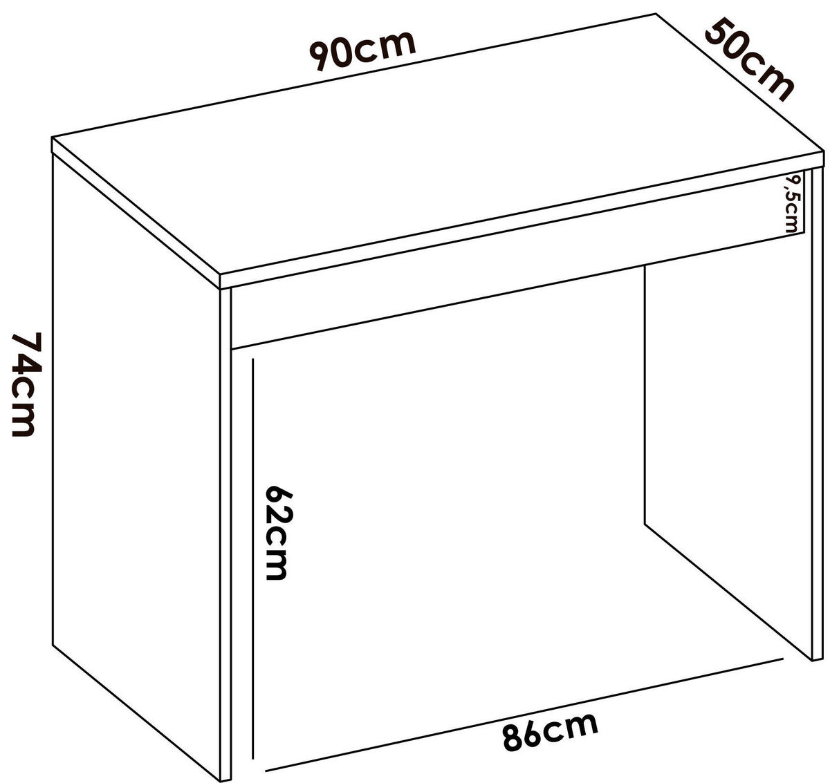 SCHREIBTISCH Weiß, Eiche 49.8/89.5/74.2 cm - Eichefarben/Weiß, Holzwerkstoff (49.8/89.5/74.2cm) - DMORA