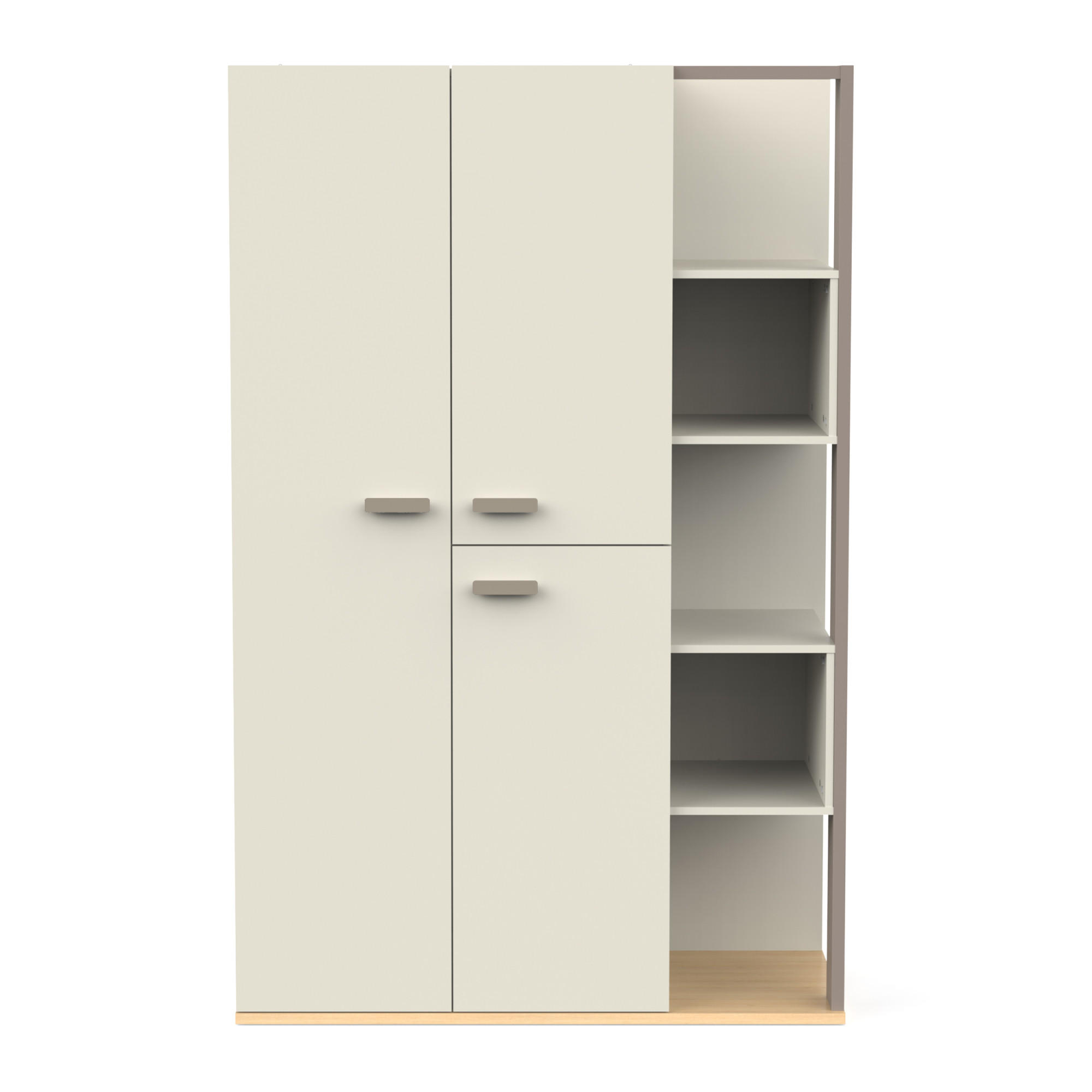 SCHRANK 3 Türen 5 Nischen - Modell CAMILLIA - Grau - 119,7 x 51,5 x 186,9 cm - Grau, Holz (51.5/186.9/119.7cm) - Demeyere