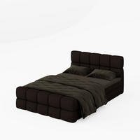 BOXBETT Vanessa 180/200 cm, in Dunkelbraun, Bouclé-Stoff, Bettkasten, Matratze, Topper - Dunkelbraun, Textil (180/200cm) - Barchello