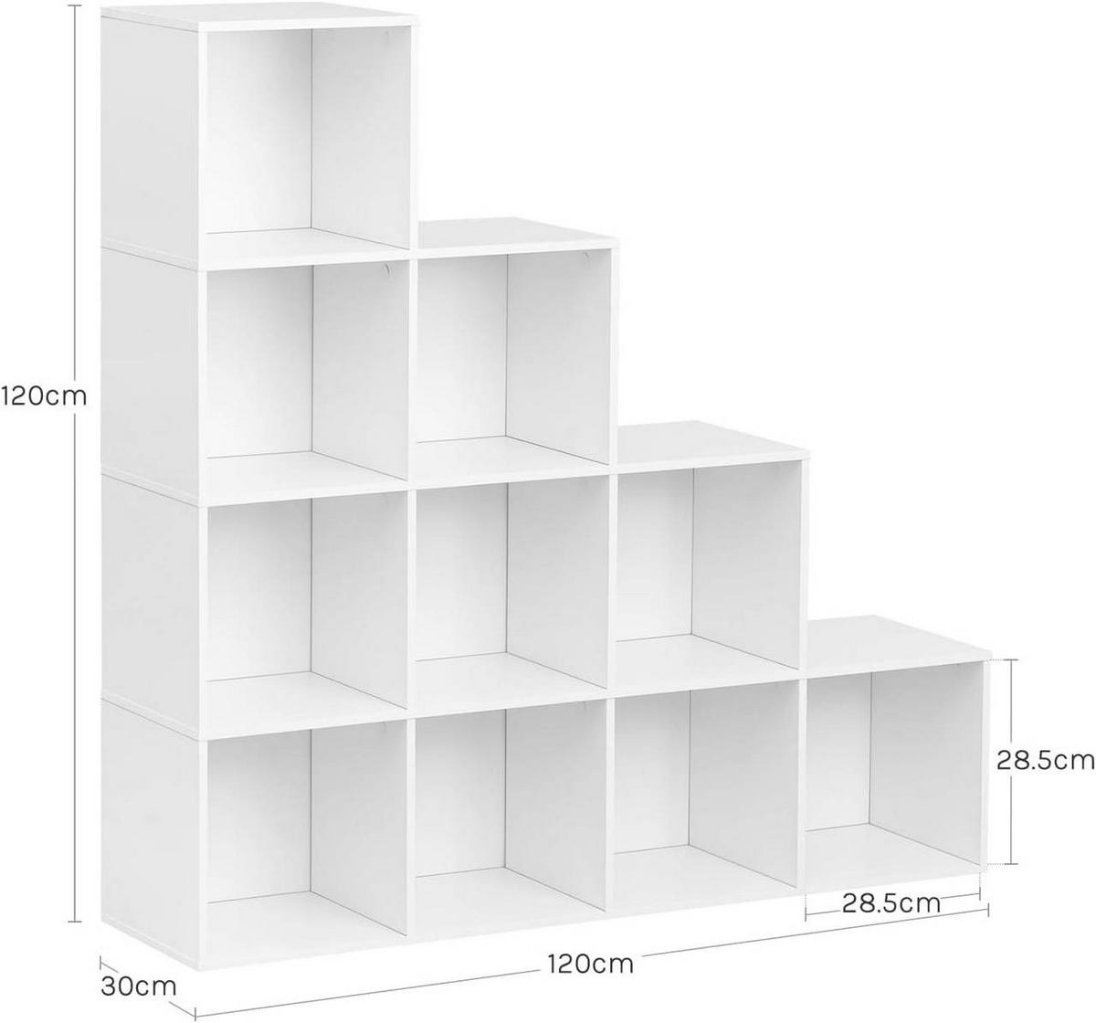 REGALE Bücherregal mit 10 Fächern, Würfelregal, Weiß - Weiß, Holzwerkstoff (120/120/30cm) - Woltu