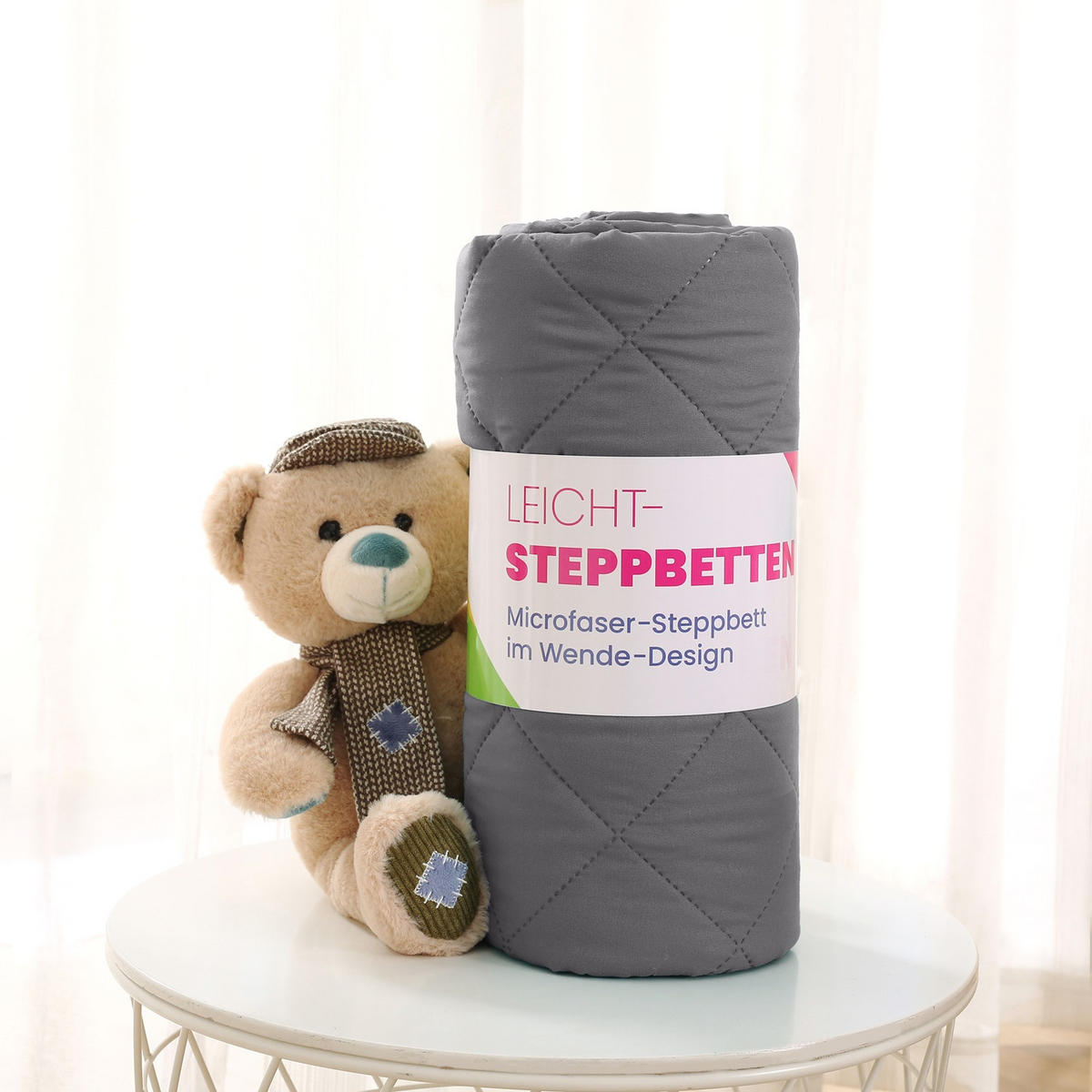 KINDER-SOMMERBETT Steppbett grau - Grau, Textil (135/200cm) - wometo