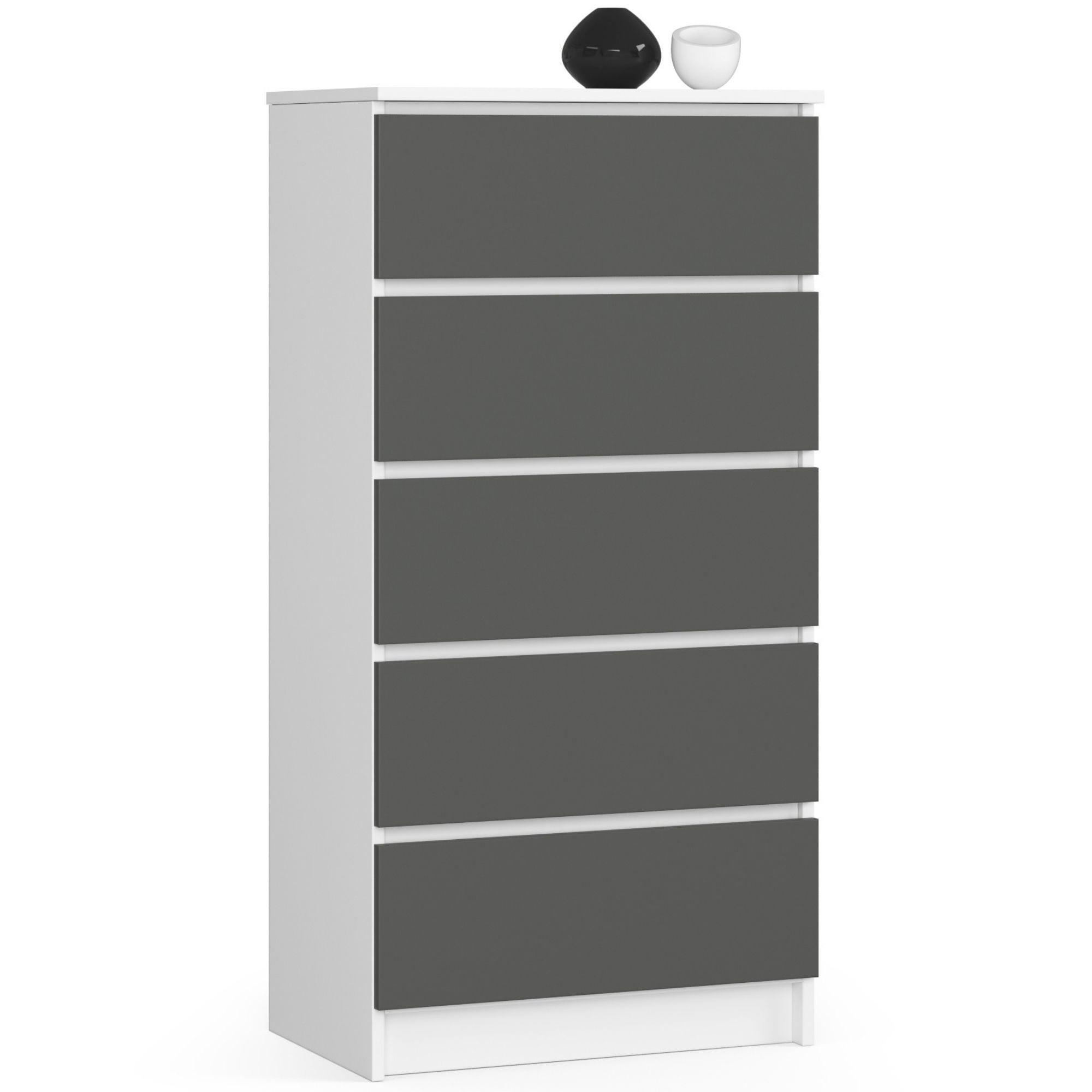 RAUMHIRSCH FURNITURE KOMODA bílá, grafitově šedá 121/60/40