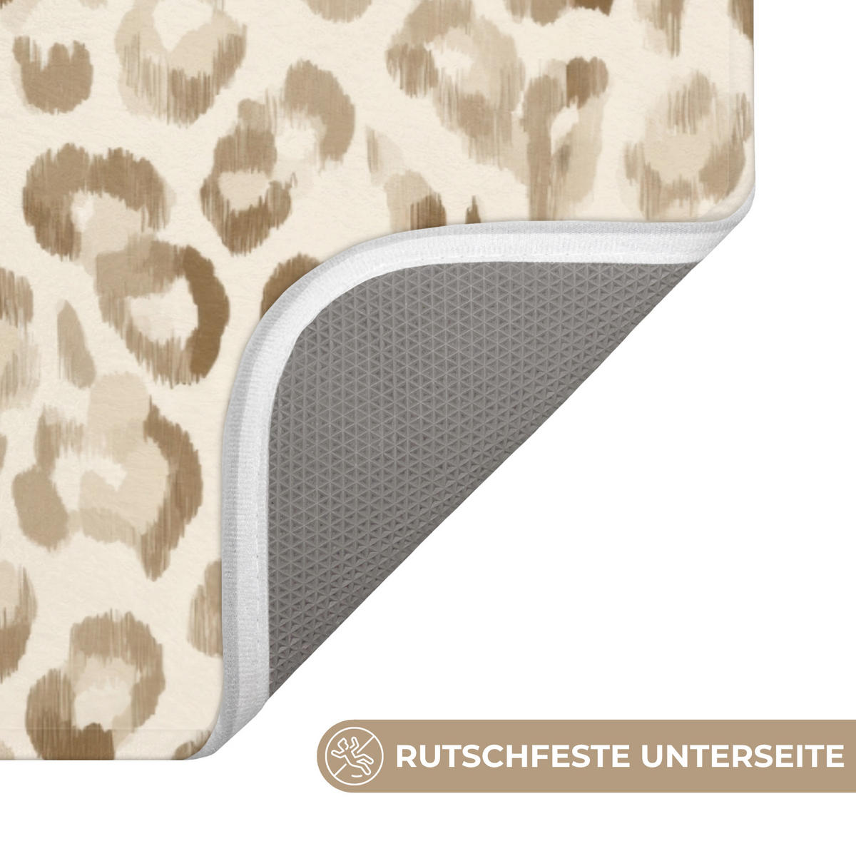KOUPELNOVÁ PŘEDLOŽKA Leopard - Classic - Béžová 90x60 cm - světle hnědá, textil/plast (90/60cm)