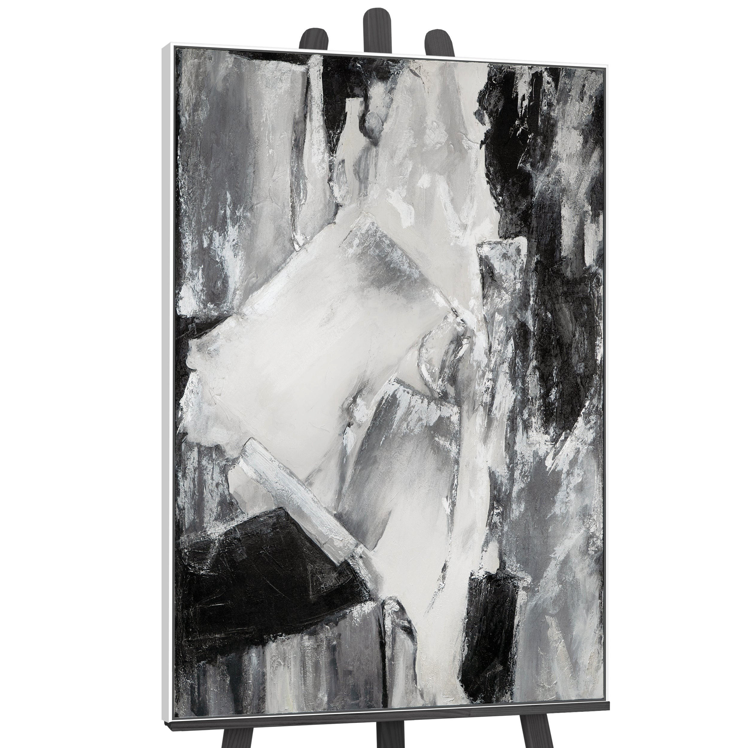 GEMÄLDE Kontrastreiche Reflexionen Schattenfugenrahmen Weiß 140x100 cm - Weiß, Holz (140/100cm) - YS-art gallery
