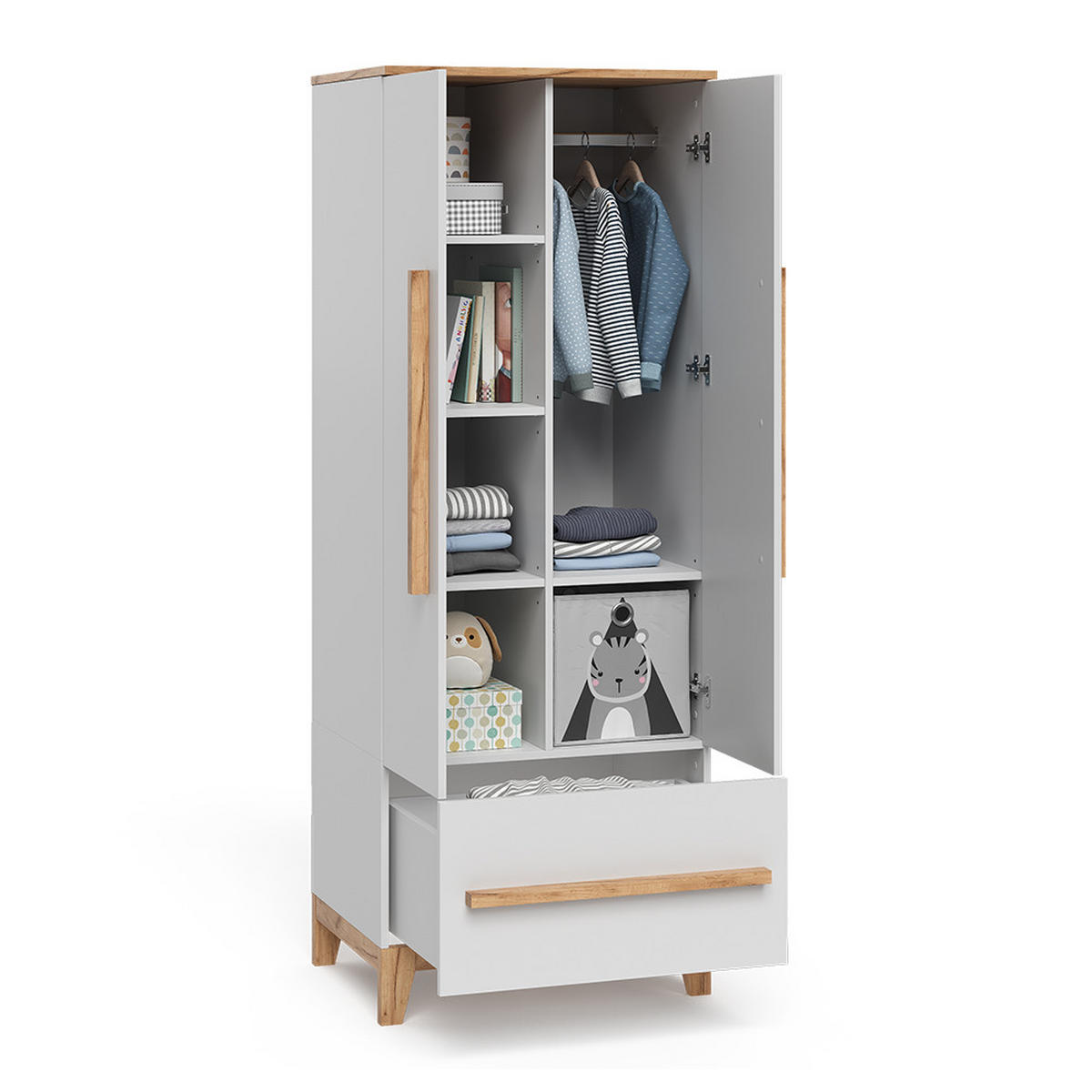 KINDERKLEIDERSCHRANK Malia Weiß/Artisan 70 x 186.8 cm - Weiß, Holzwerkstoff (70/186.8/53.4cm) - VitaliSpa