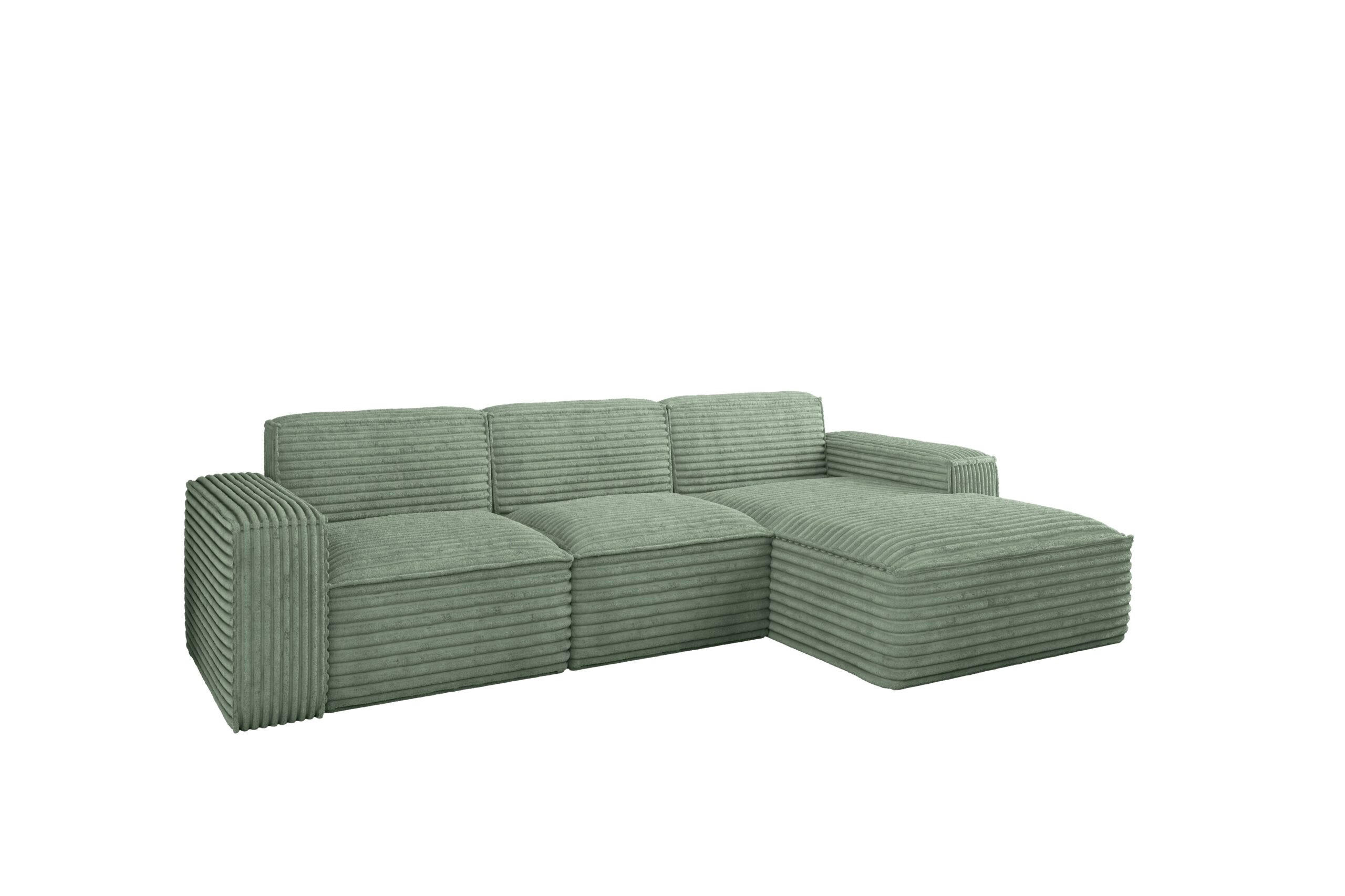 ECKSOFA L-Form Siena Stoff Velo Olive Rechts - Olivgrün, Holz/Kunststoff (266/165cm) - Kaiser Möbel