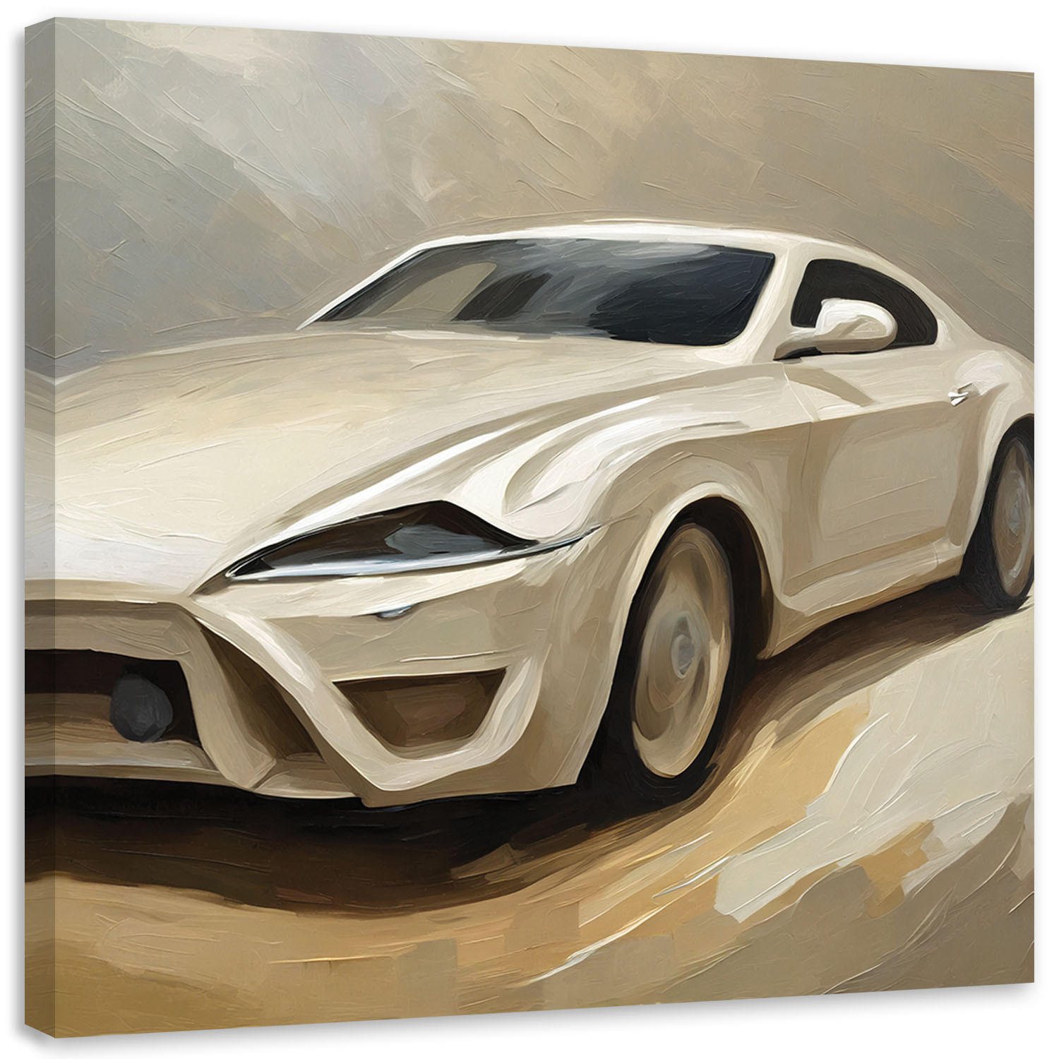 LEINWANDBILD Beigefarbener Sportwagen 40x40cm - Beige, Textil (40/40cm) - Feeby