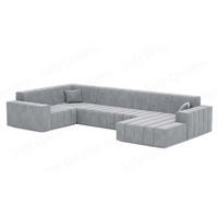 WOHNLANDSCHAFT Astra Hellgrau Samtstoff - Hellgrau, Kunststoff (326/73/186cm)