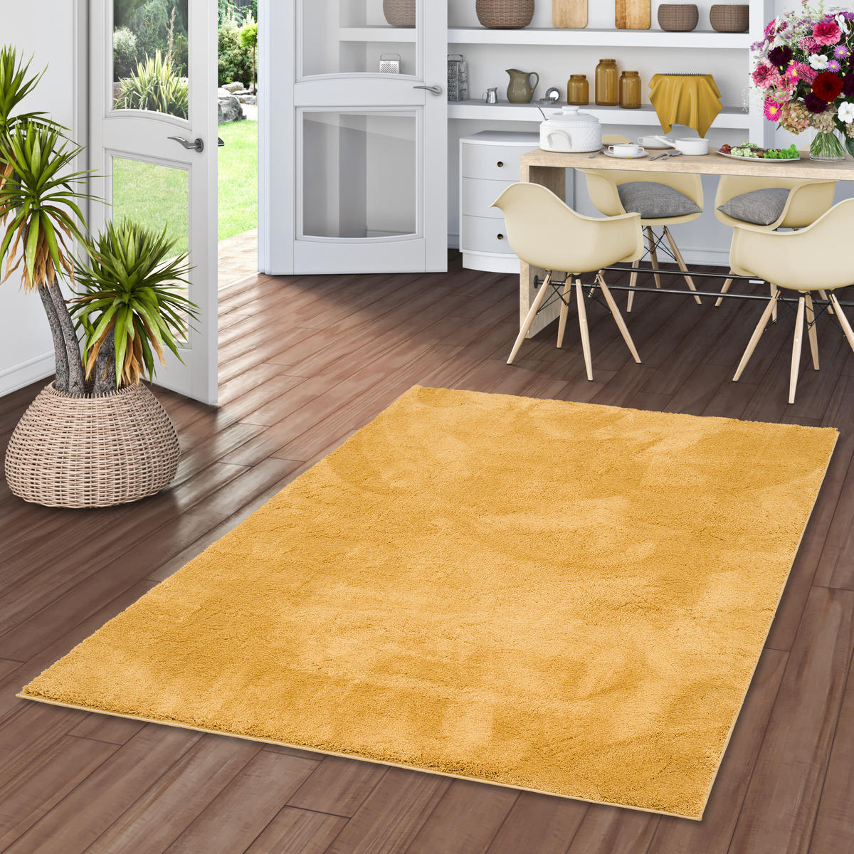 HOCHFLOR LANGFLOR SUPER SOFT TEPPICH SILKY - Currygelb, Textil (120/170cm) - Pergamon