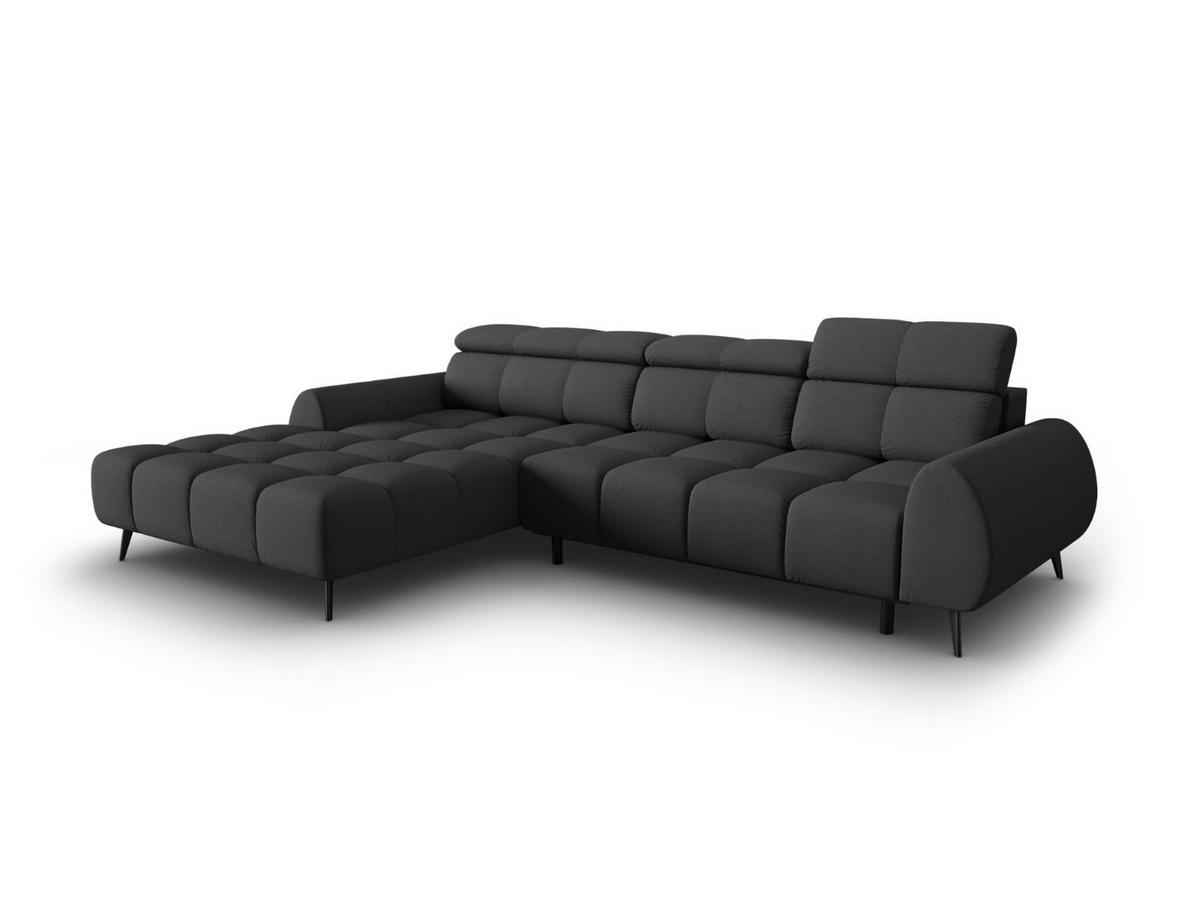 ELEKTRISCHES-ECKSOFA links Alyse aus strukturiertem Stoff dunkelgrau 5 Sitzplätze - Dunkelgrau, Textil (188/295cm) - Micadoni