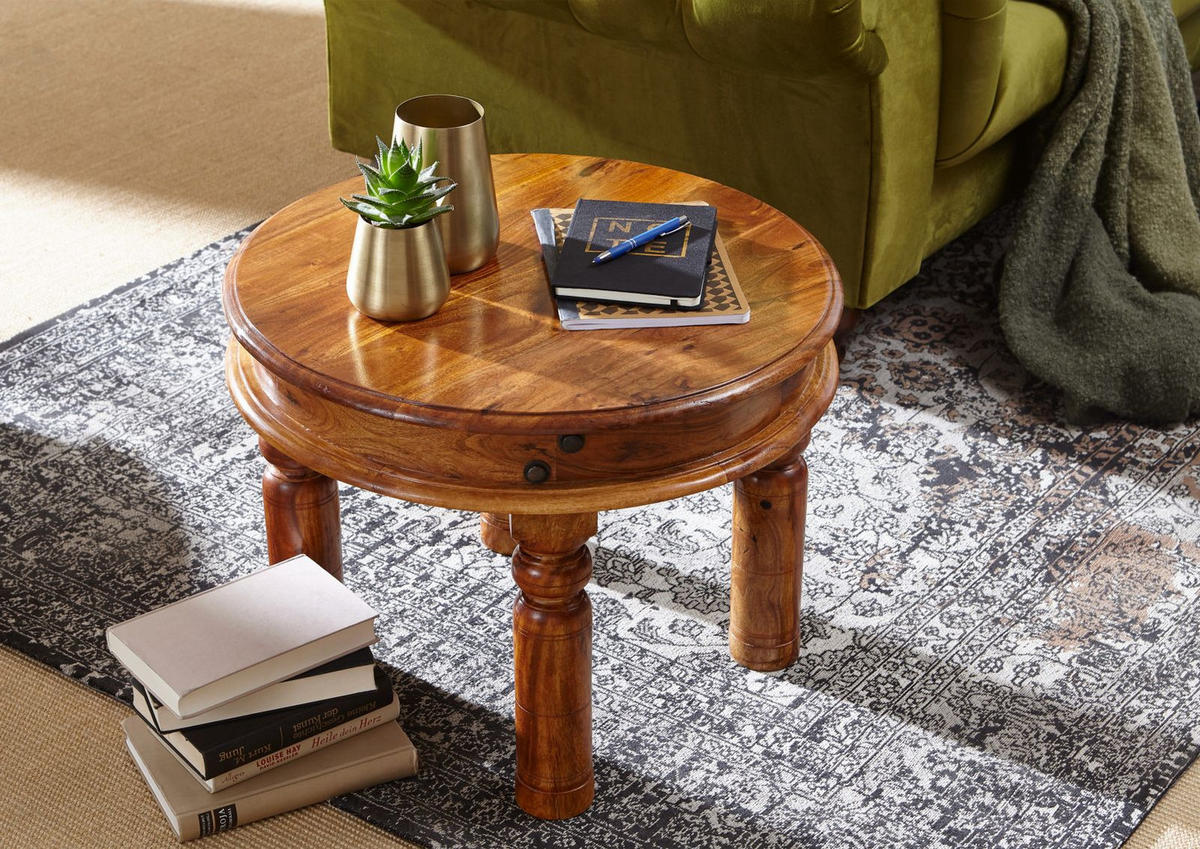 COUCHTISCH rund Akazie 60x60x45 honig lackiert OXFORD #0329 - Braun, Holzwerkstoff (60/60/45cm) - Massivmoebel24