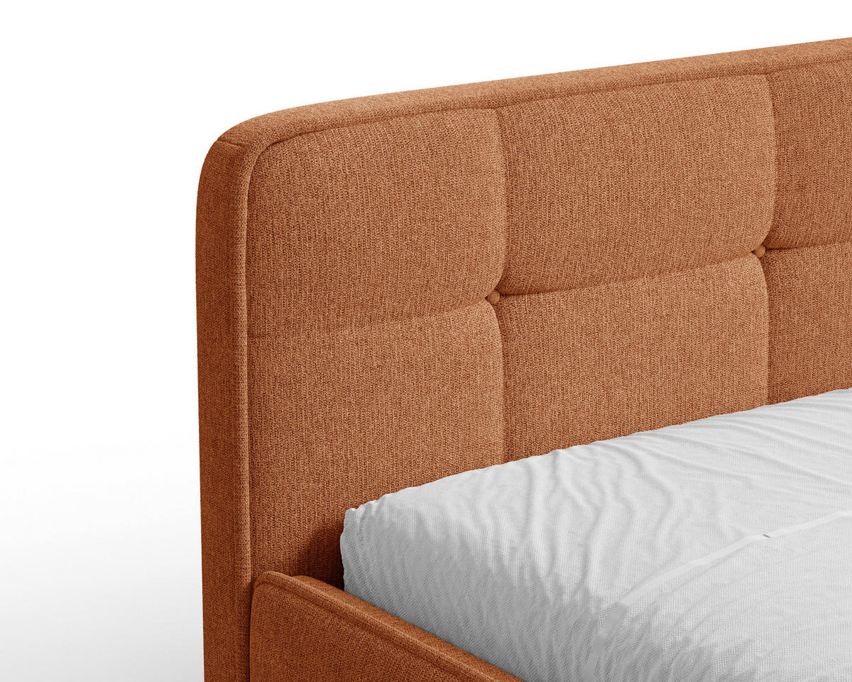 POLSTERBETT 17 140 x 200 cm – Aragon – Bett mit Federmechanismus und Stauraum - Orange, Holz (140/200cm) - ROYAL24_MARKT
