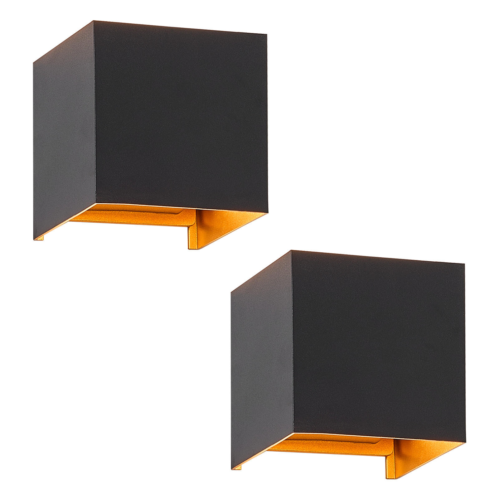 WANDLEUCHTE Inspir 2er-Set - Goldfarben/Schwarz, Metall (10/10/10cm) - Nettlife