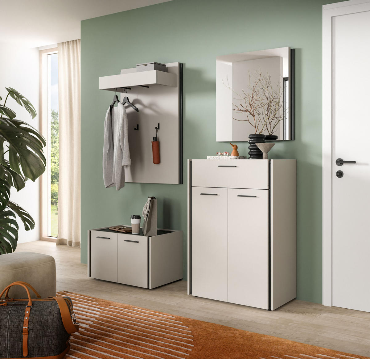 GARDEROBEN-SET Emil Kaschmir 165/40/190 cm - Beige, Holzwerkstoff (165/190/40cm) - Xonox