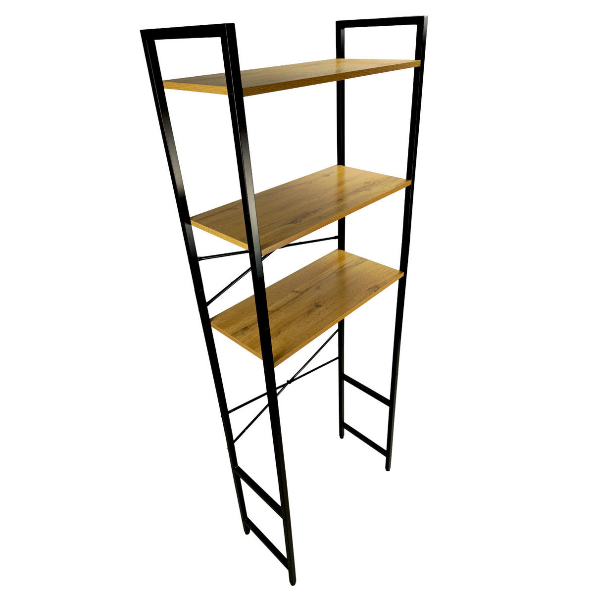 STANDREGAL Holzoptik Metall Eichefarben Schwarz für Waschmaschine 186×66×30 cm - Eichefarben/Schwarz, Holzwerkstoff/Metall (66/186/30cm) - Begryf