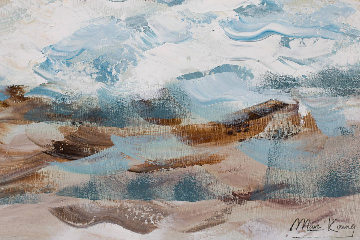 ACRYLBILD HANDGEMALT 60/60 cm - Blau/Beige, Holz/Textil (60/60cm) - KUNSTLOFT