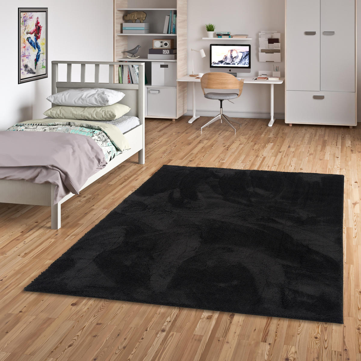 KINDERTEPPICH SUPER SOFT HOCHFLOR SILKY KIDS - Schwarz, Textil (80/150cm) - Pergamon