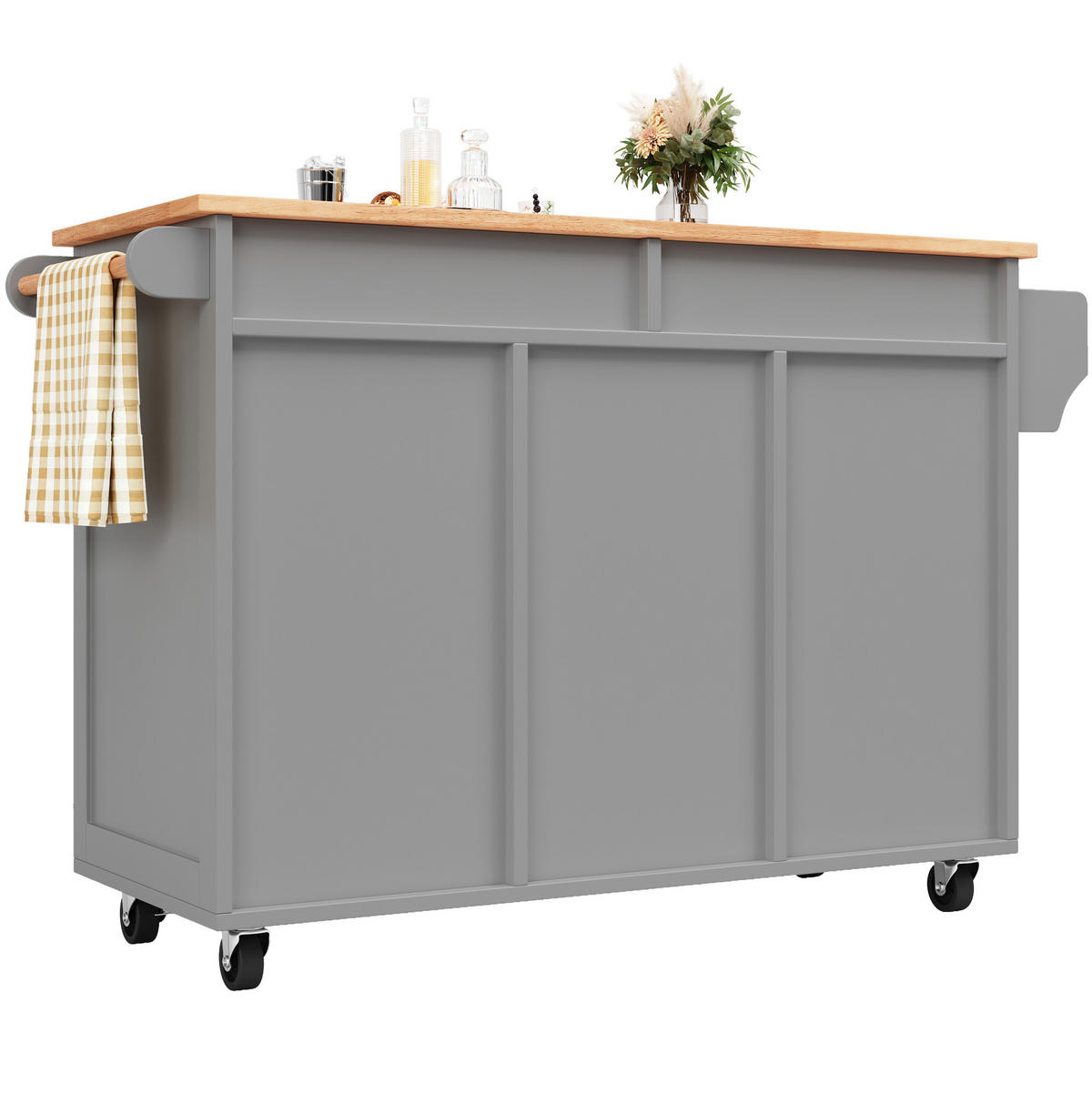 SERVIERWAGEN 102x45x92cm Grau mit verstellbaren Trennwänden & Lenkrollen - Grau, Holzwerkstoff (102/92/45cm) - Modfu