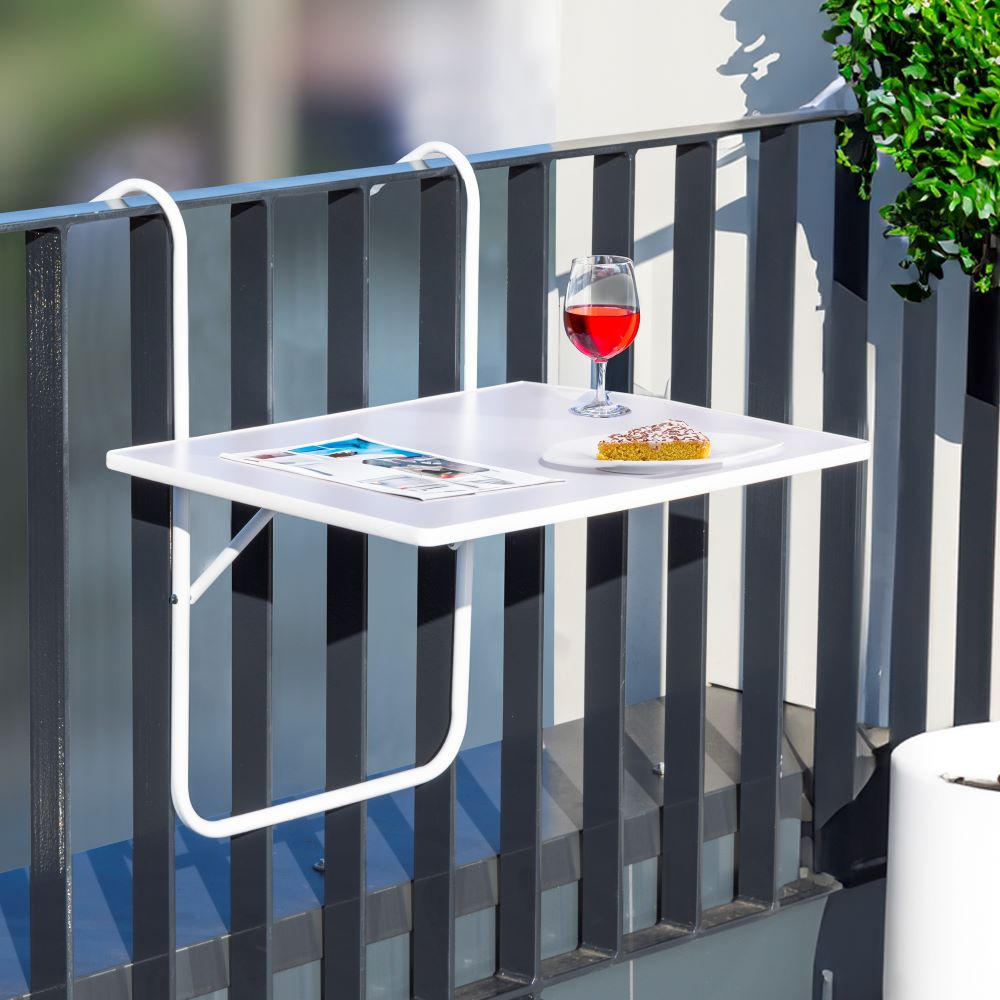 BALKONHÄNGETISCH, weiss, klappbar Maße ca. 60 x 40cm - Transparent, Metall (40/60cm) - Haushalt International
