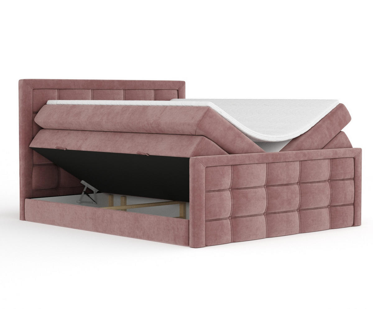 BOXSPRINGBETT Ambrosia Rosa 140/200 cm - Schwarz/Rosa, Holz/Holzwerkstoff (140/200cm) - Maison de Reve