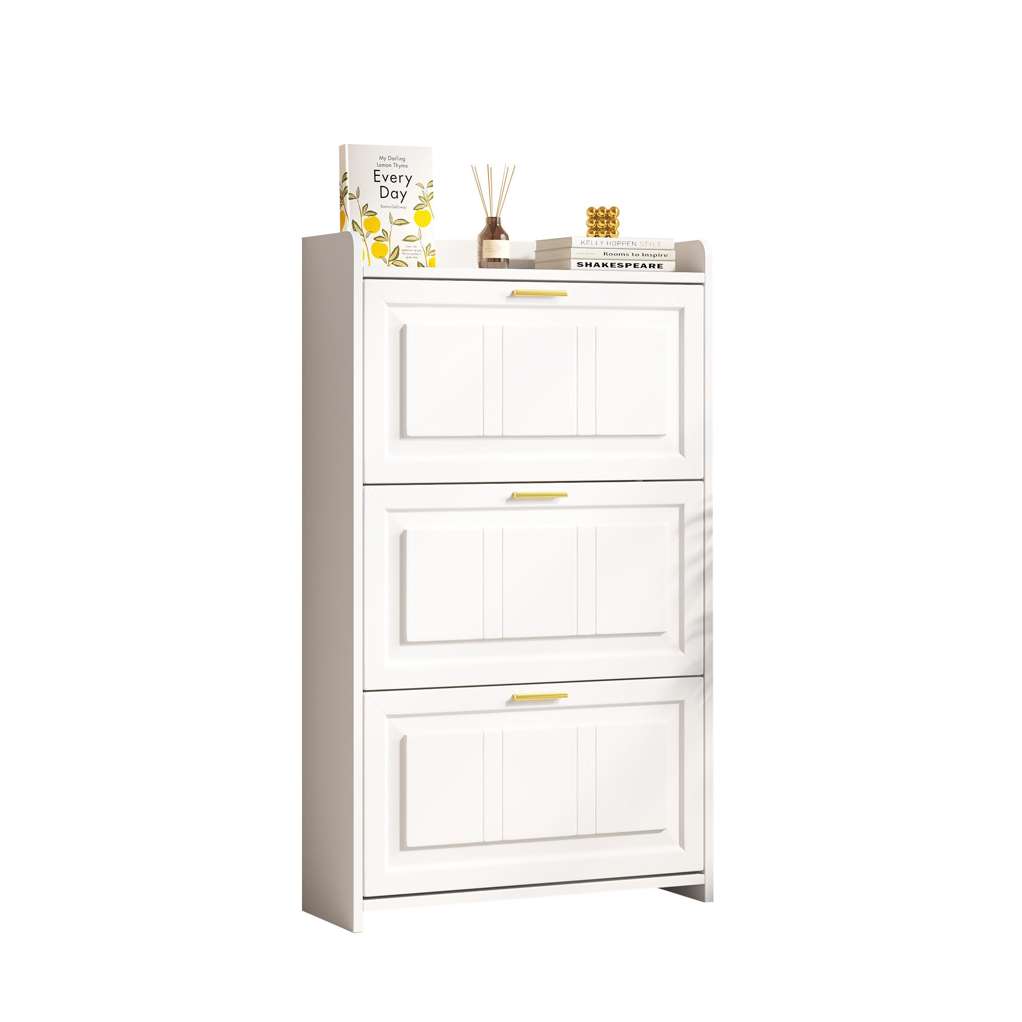SCHUHSCHRANK in Weiß Schuhkommode mit 6 Fächern, ideal für Flur,Eingangsbereich, Wohnzimmer und Büro, B70/T24/H120cm - Weiß, Holzwerkstoff (70/120/23cm) - STILVORA