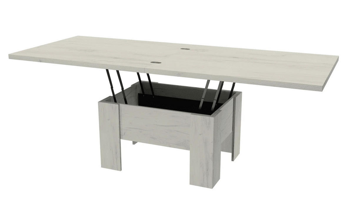 TISCH LONG - Eiche Bianco, Holzwerkstoff (80/100/53cm) - Meblini