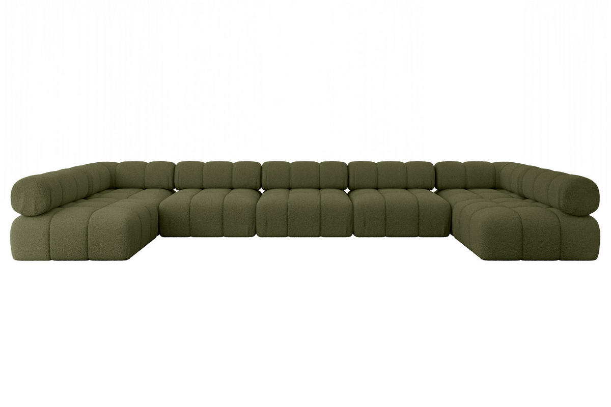 WOHNLANDSCHAFT modulares Sofa Garvo-U3 - 475x190x70 cm Grün Bouclé - Grün, Holzwerkstoff/Textil (475/70/190cm) - ALTDECOR
