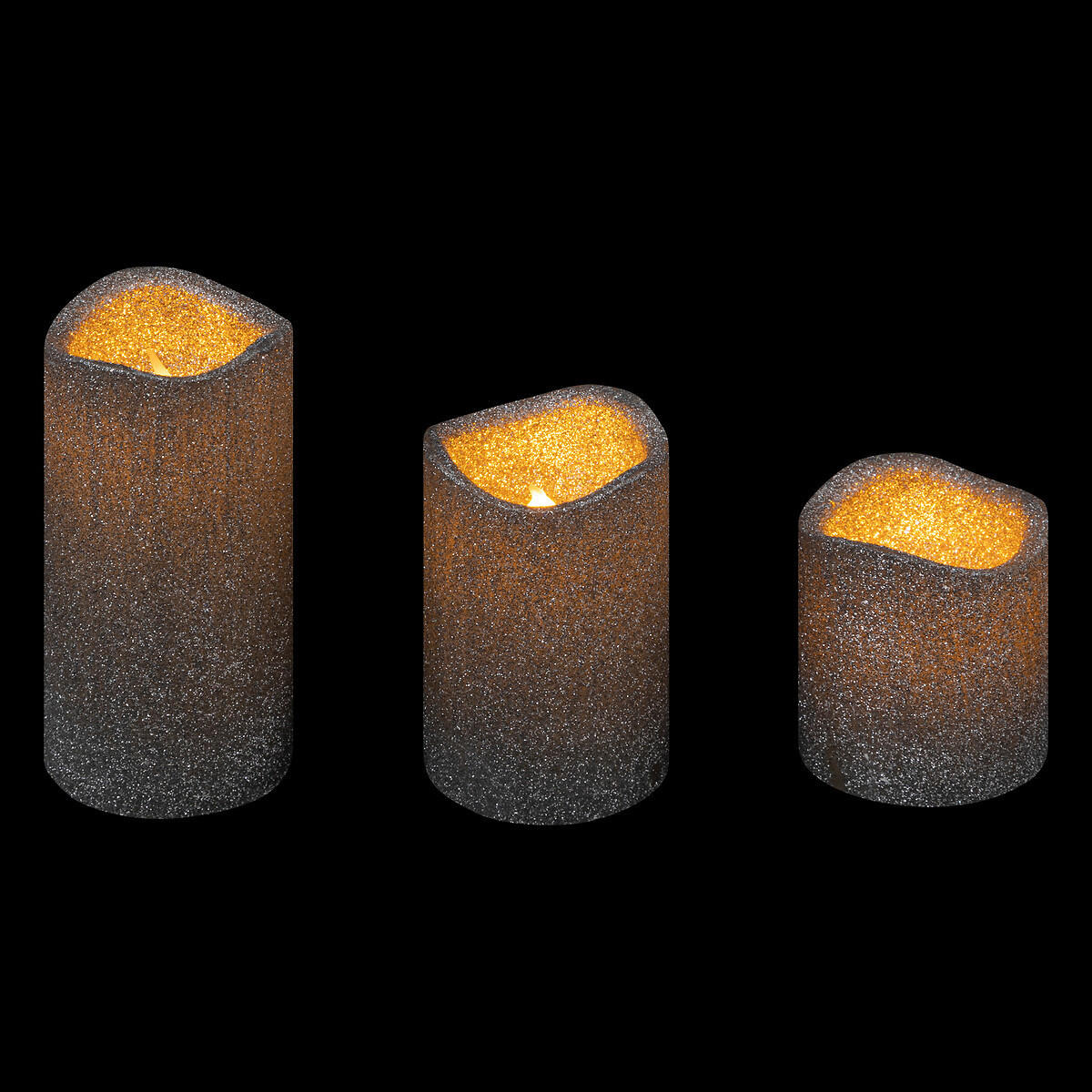 LED-KERZEN verschiedene Größen 3er-Set - Silberfarben, Paraffin (5/5/10cm) - Atmosphera Createur d´interieur