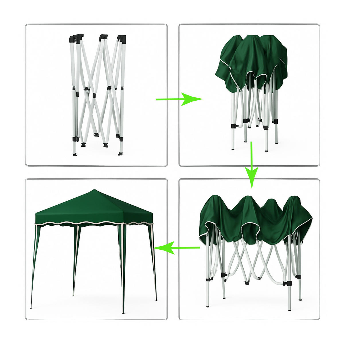 FALTPAVILLON 3 x 3 m ( grün ), wetterfestes und UV-Beständigs Pavillon mit Tragetasche - Grün, Textil/Metall (300/250/300cm) - Bestlivings