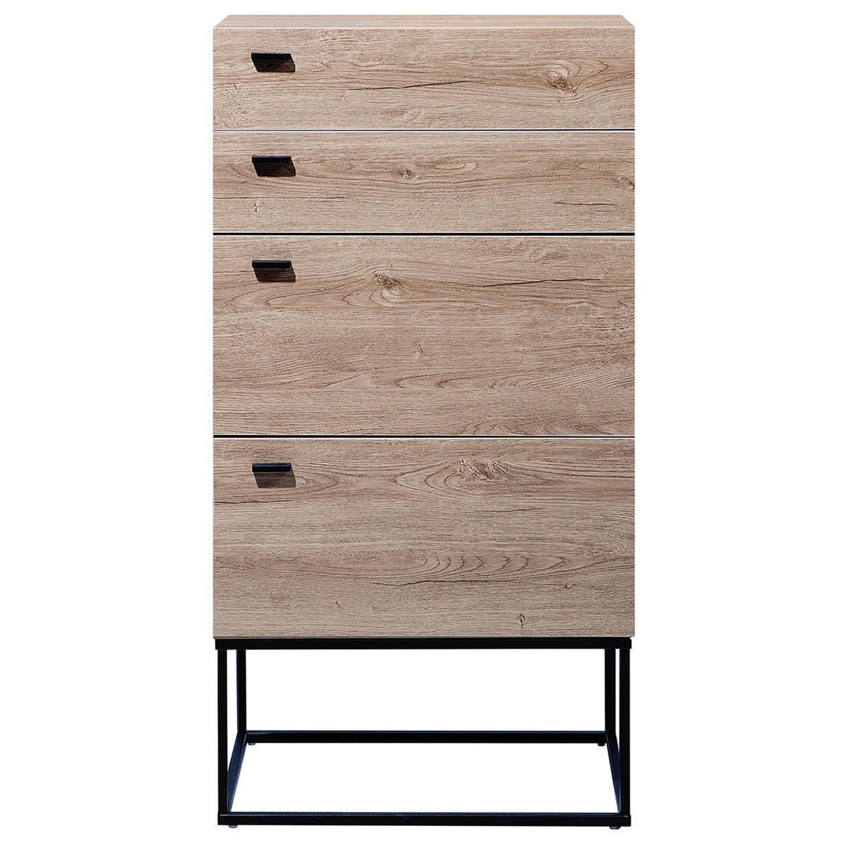 KOMMODE 4 Schubladen heller Holzfarbton Acra - Hellbraun/Schwarz, Holzwerkstoff (52/106/41cm) - Beliani