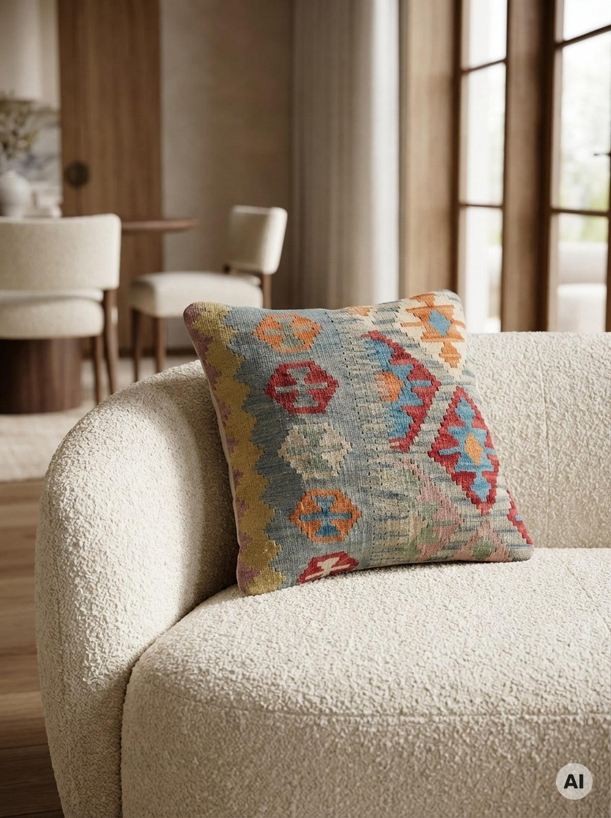 KELIM-KISSENHÜLLE handgewebt Bunt 50/50 cm Schurwolle - Multicolor, Textil (50/50cm) - Looma