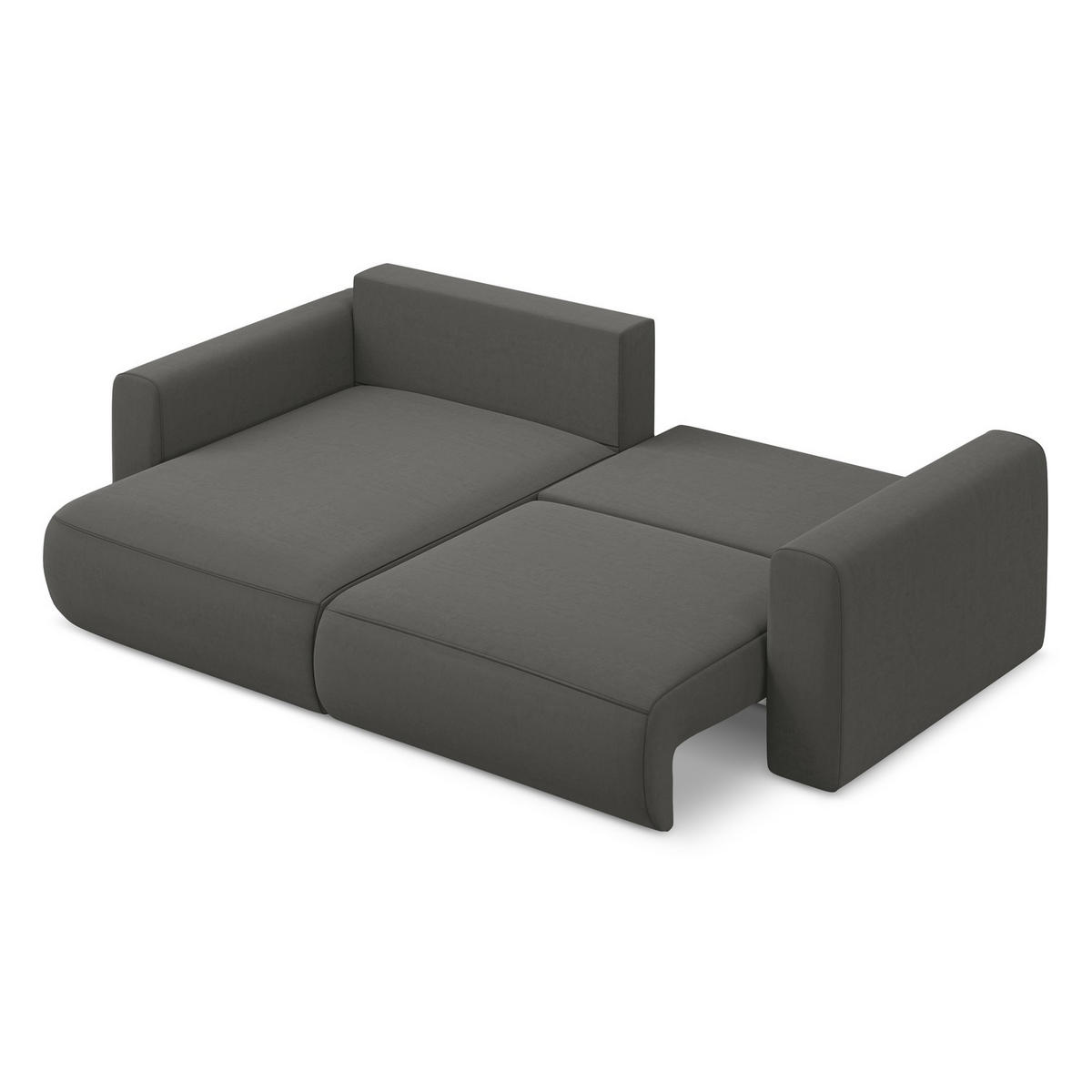 ECKSOFA mit Schlaffunktion Samt Stoff Grau - Dunkelgrau/Schwarz, Kunststoff/Textil (149/240cm) - LaMiaSofa