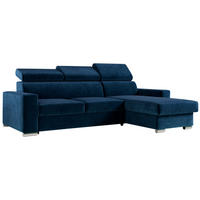 ECKSOFA FOX-L Dunkelblau - Silberfarben/Dunkelblau, Kunststoff/Textil (242/168cm) - MKS