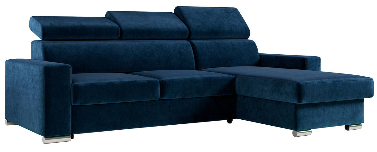 ECKSOFA FOX-L Dunkelblau - Silberfarben/Dunkelblau, Kunststoff/Textil (242/168cm) - MKS