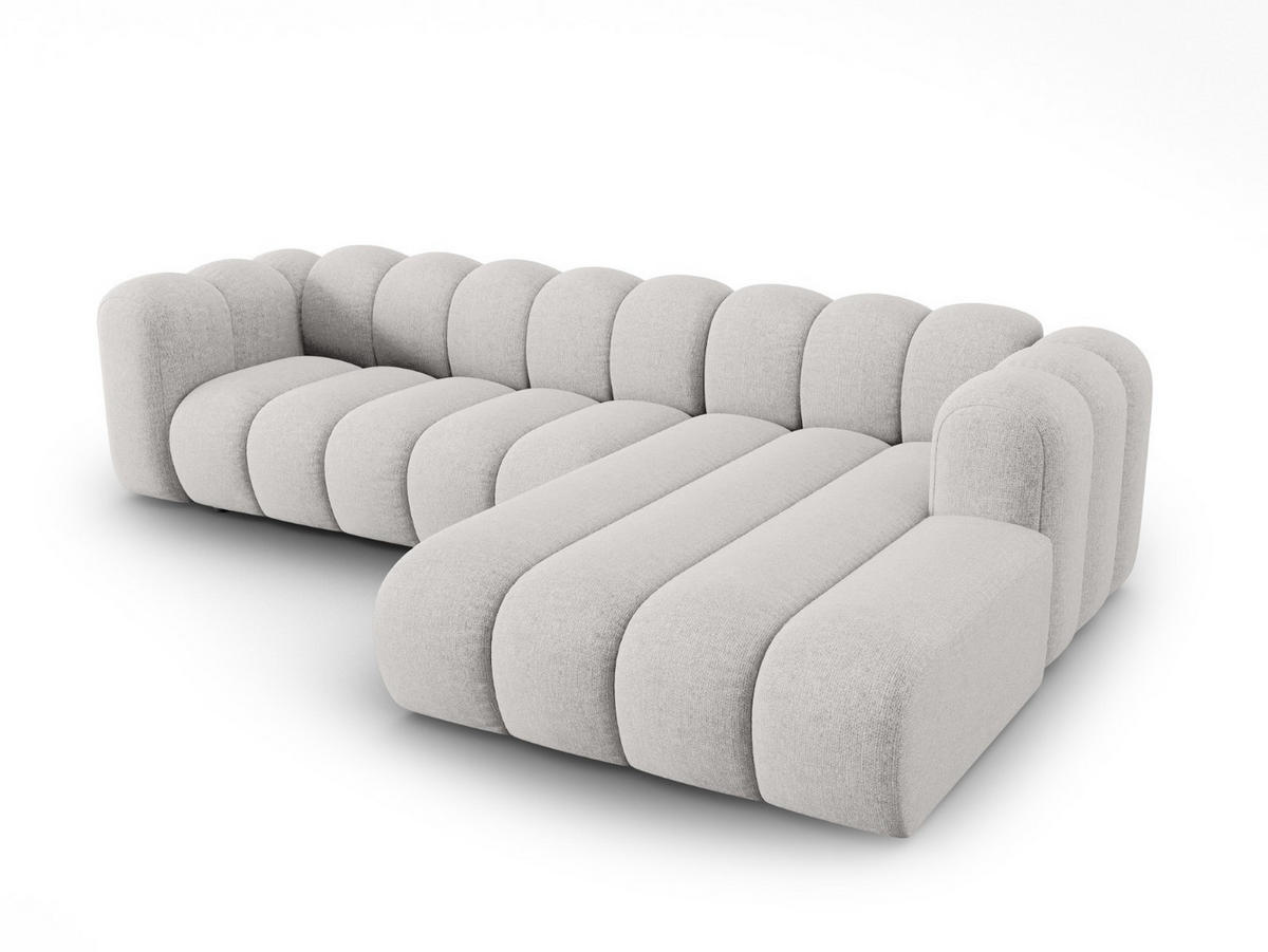 ECKSOFA modular rechts Lupine aus Chenille-Stoff hellgrau 4 Sitzplätze - Hellgrau, Textil (177/290cm) - Micadoni