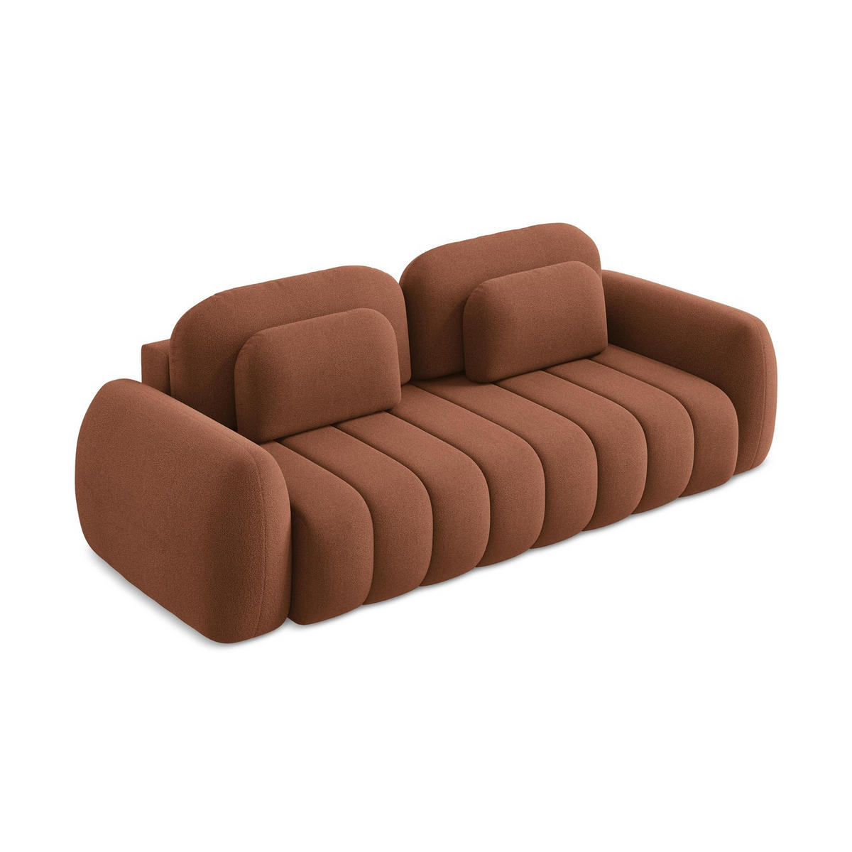 3-SITZER SOFA mit Schlaffunktion Bouclé Stoff Orange - Terracotta/Schwarz, Holzwerkstoff/Kunststoff (266/95/121cm) - LaMiaSofa