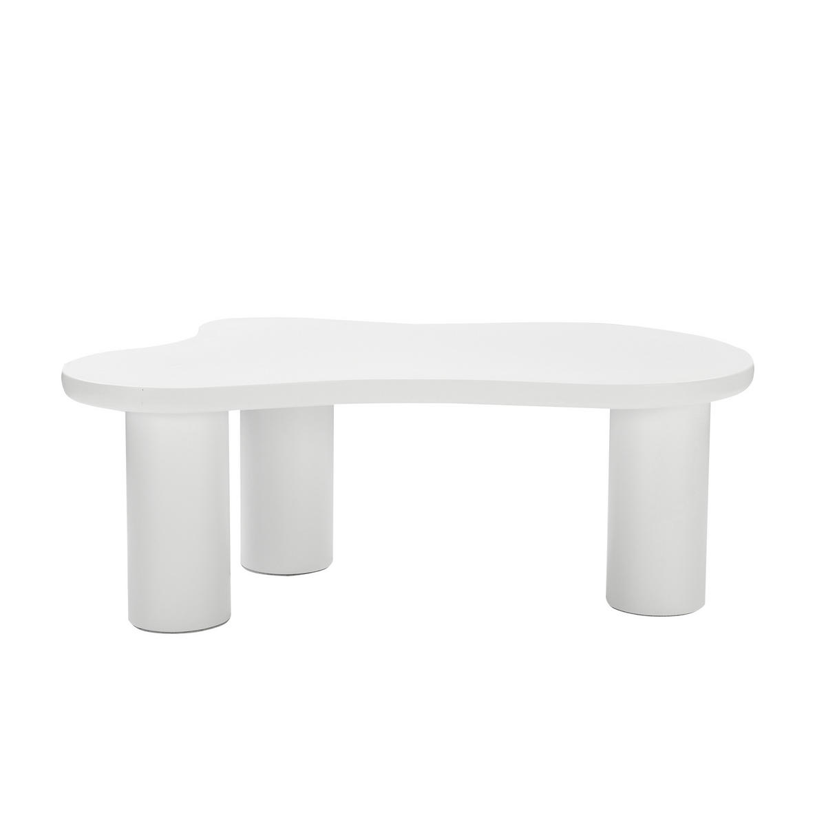 COUCHTISCH, Wolkenform mit MDF-Tischplatte und PVC-Beinen, 107/66/40,5 cm, Weiß - Weiß, Holzwerkstoff (107/66/40.5cm) - Redom