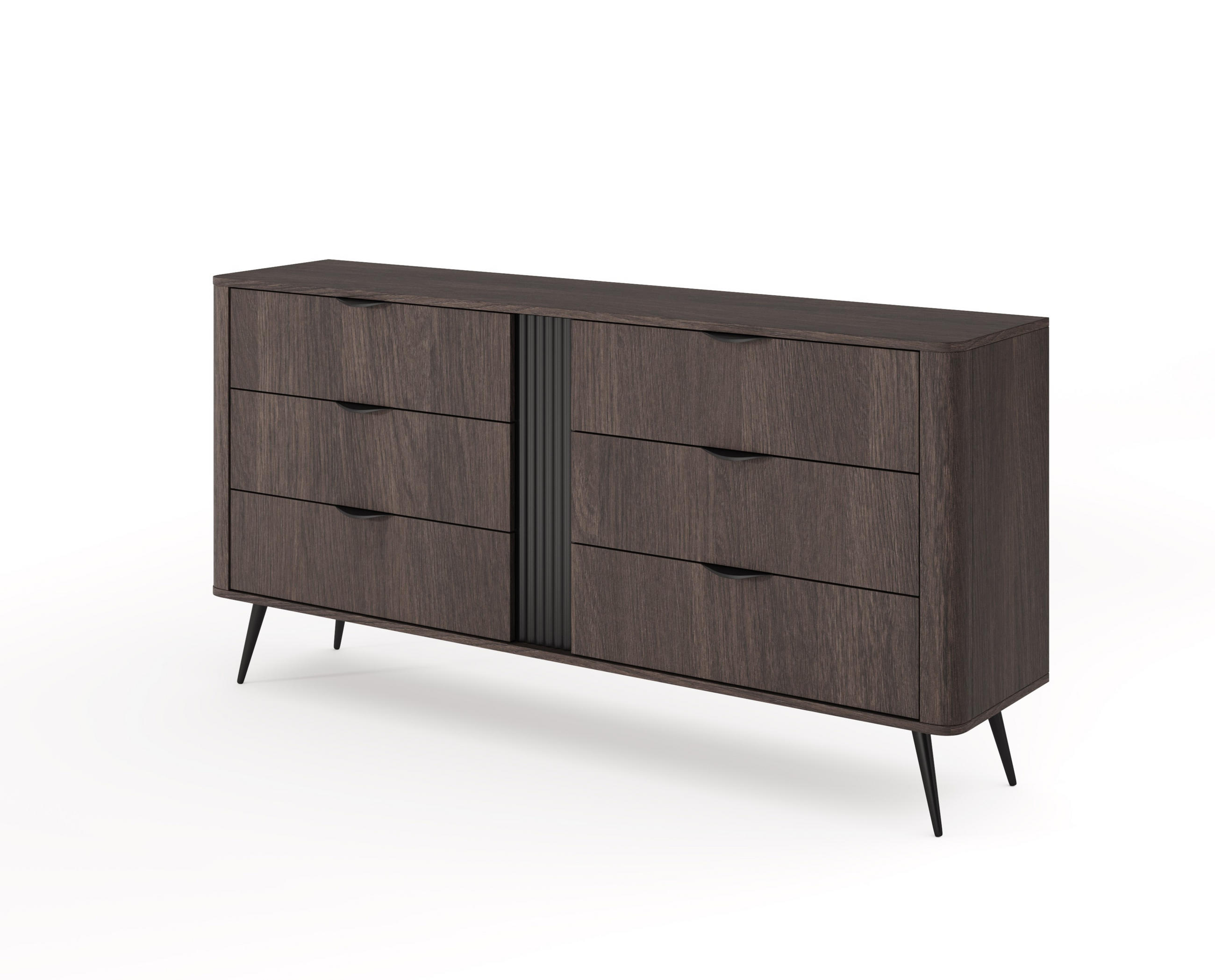 KOMMODE Arvis Eiche Dunin, mit Schubladen - Eichefarben/Schwarz, Holzwerkstoff (163/81/38cm) - Bettso