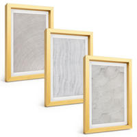BILDER SET 3er Set - 20x30 cm Goldrahmen - Sandmuster geometrische Strukturen - Goldfarben, Kunststoff (20/30cm) - TULUP