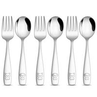 KINDERBESTECK Set Edelstahl 6-teilig mit Tiermotiv - Silberfarben, Metall