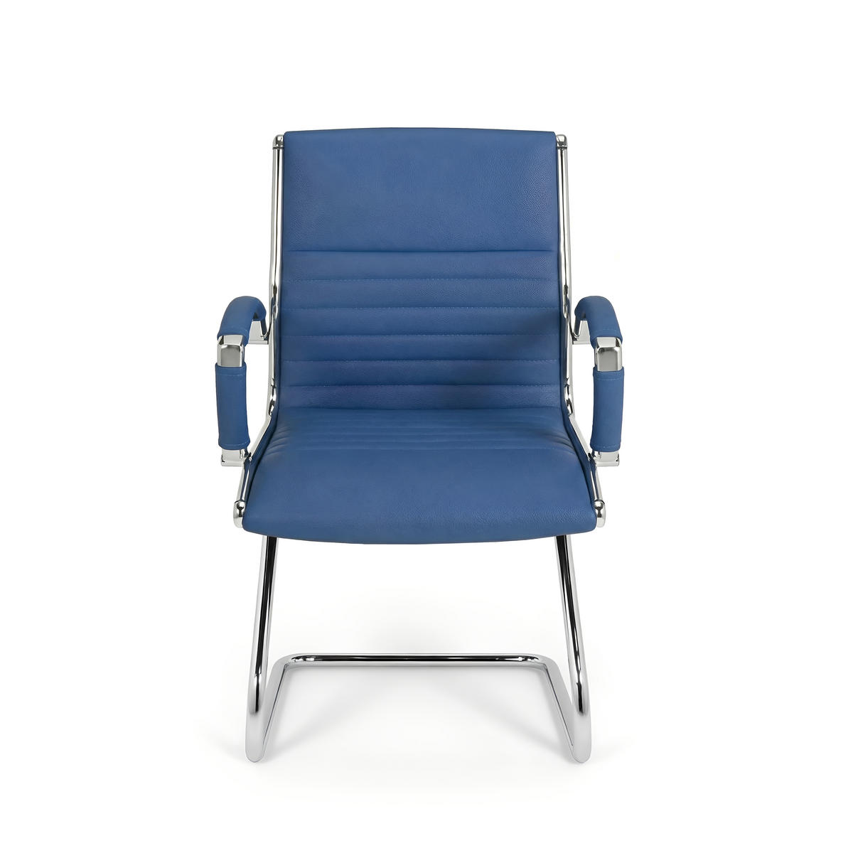 BESUCHERSTUHL Montreal Echtleder Blau – ergonomisch, 150 kg belastbar - Blau, Leder/Metall (60/95/60cm) - Versee