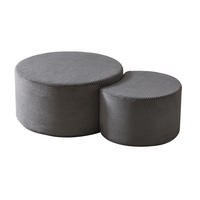 COUCHTISCH 2er Set Rund Gepolsterter Montagefrei - Grau, Textil (81/81/40cm) - Urban Meuble