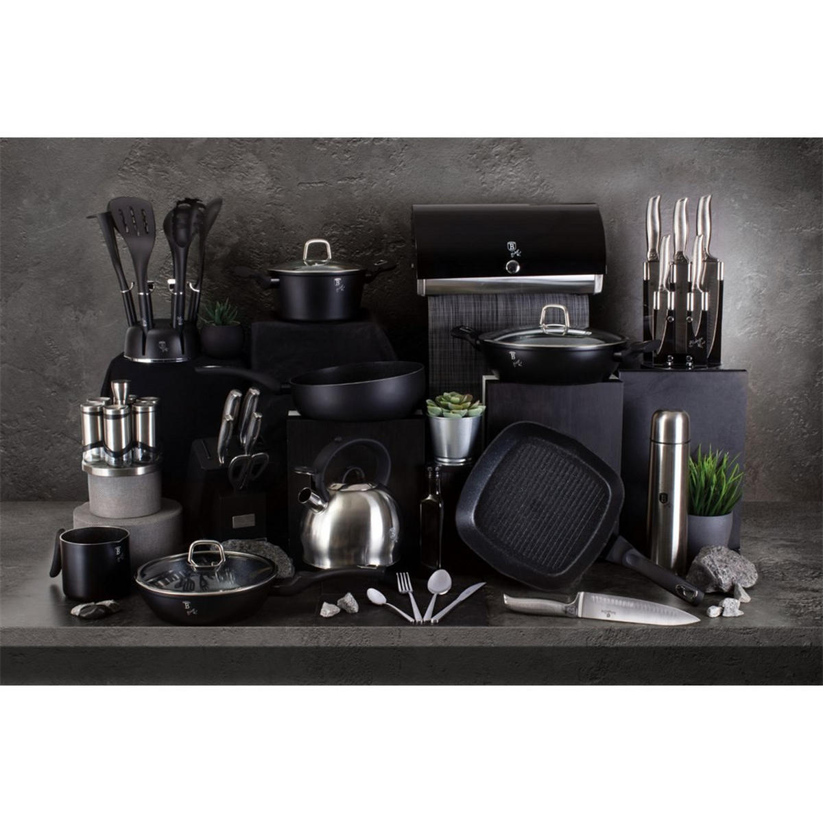 WOK Schwarz 28/28/7.4 cm BH1848 - Schwarz, Metall (28cm) - Berlinger Haus