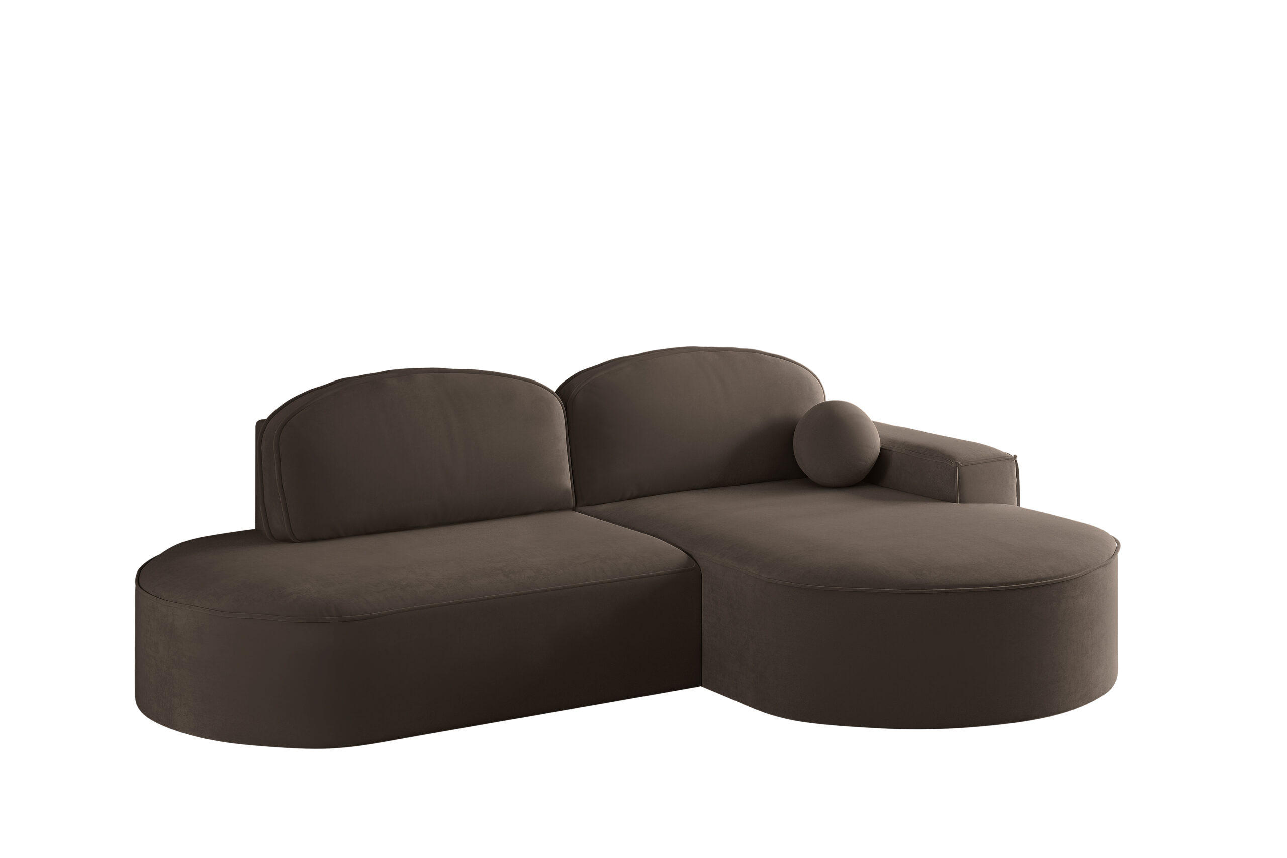 ECKSOFA mit Schlaffunktion und Bettkasten Modena Runden stoff Salvador Dunkelbraun Rechts - Dunkelbraun, Holz/Textil (278/179cm) - Kaiser Möbel