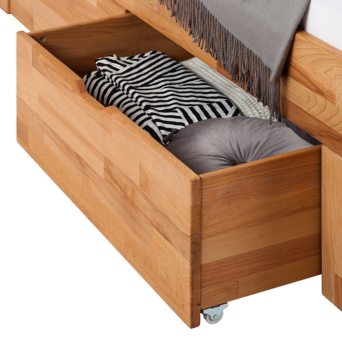 MASSIVHOLZBETT mit Bettkästen - Kernbuche massiv - Kernbuche, Holz (200/200cm) - home24