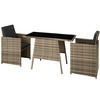 RATTAN SITZGRUPPE Lausanne,zusammenschiebbar,natur - Naturfarben, Kunststoff - tectake