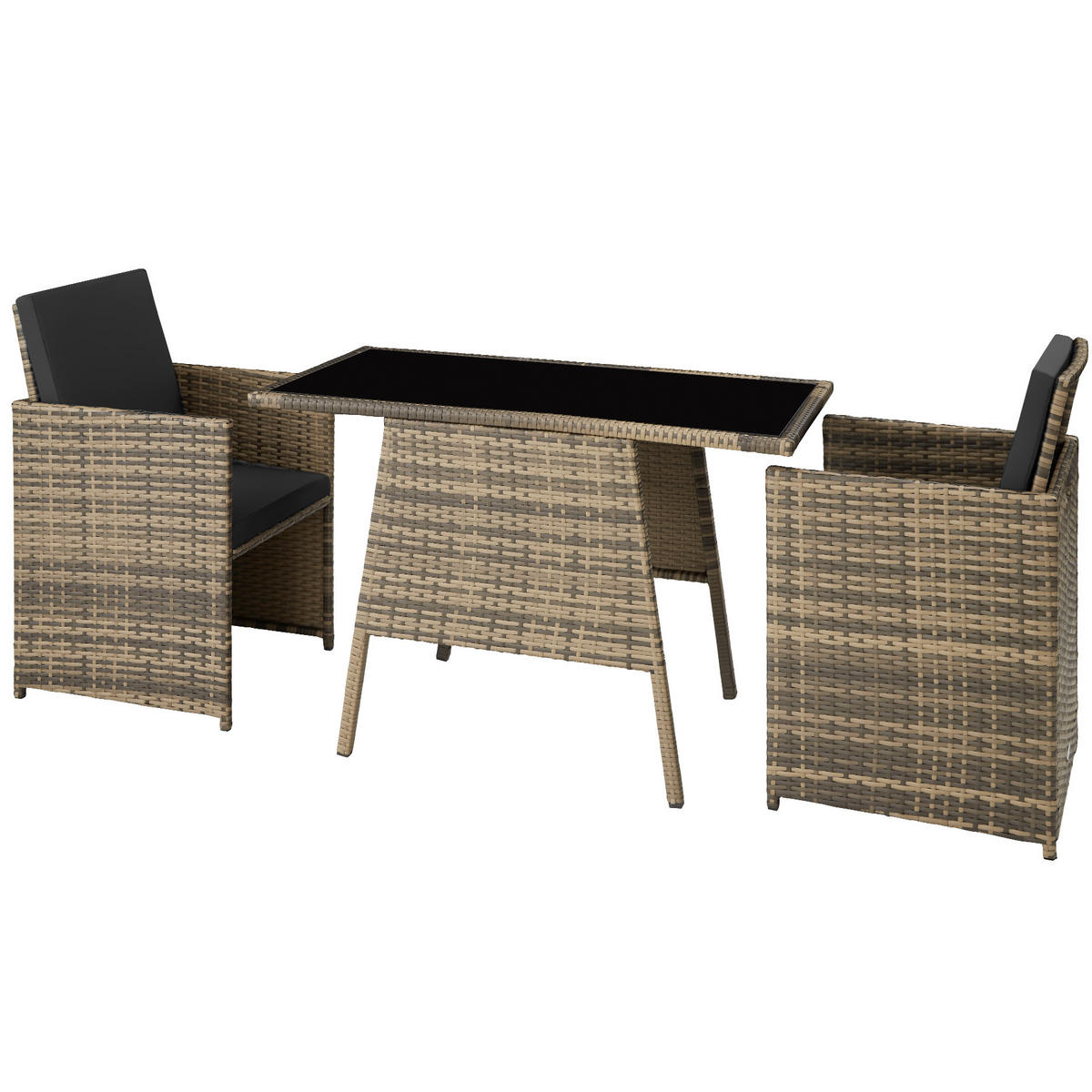 RATTAN SITZGRUPPE Lausanne,zusammenschiebbar,natur - Naturfarben, Kunststoff - tectake