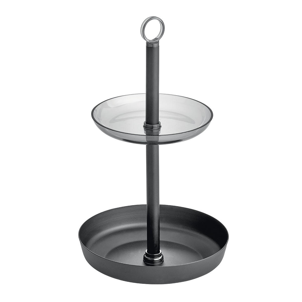 SCHMUCKHALTER 2 Ebenen - Schwarz, Metall (15/25.6/15cm) - Calicosy