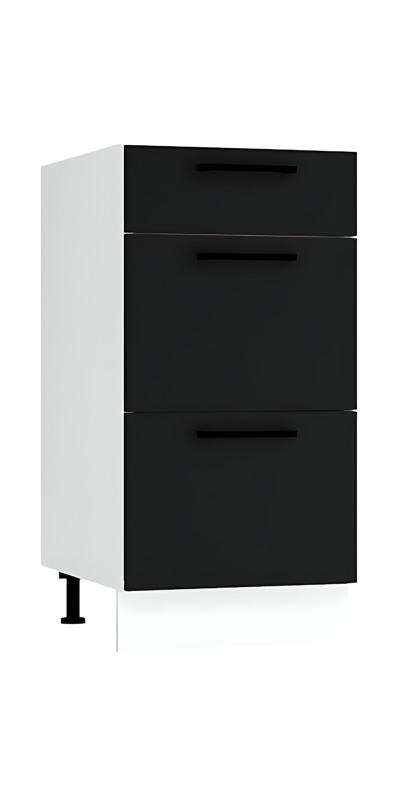 UNTERSCHRANK D40S3 - Morvex - 3 Schubladen für effiziente Organisation - Schwarz, Holz/Metall (40/82/52.4cm) - ROYAL24_MARKT